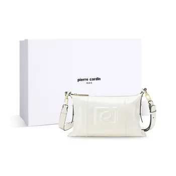 PIERRE CARDIN Cow Leather Shoulder Bag Women's Black/Brown/Ecru