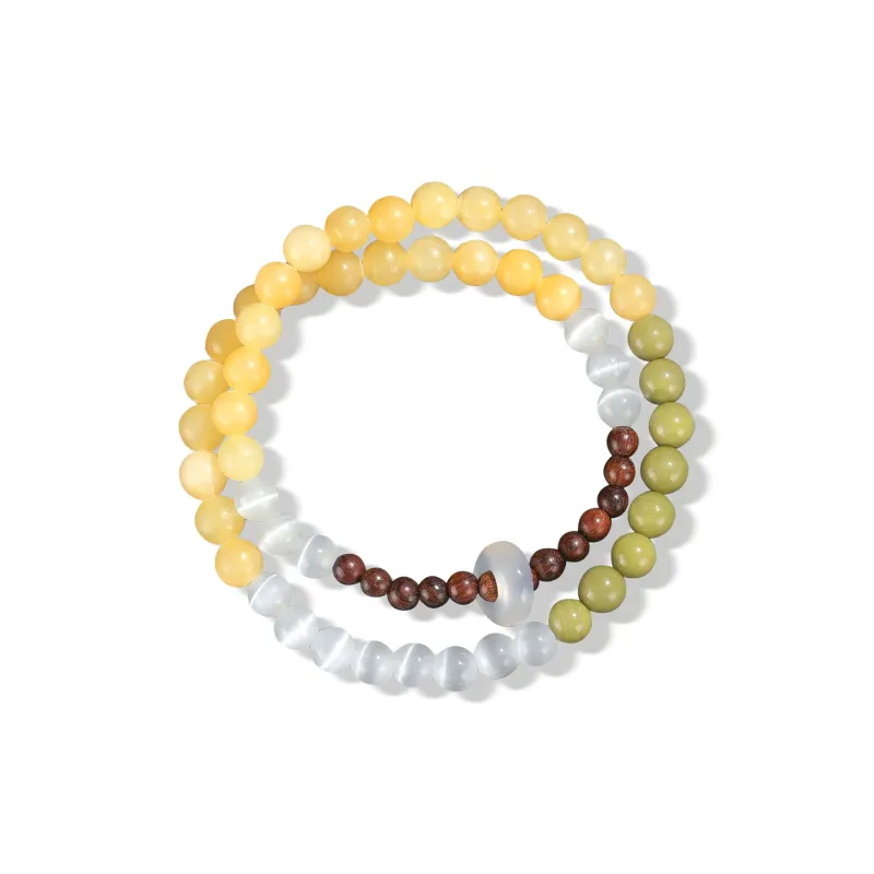 DVNRR Glass Cat Eye Jade Bracelets Women's-0