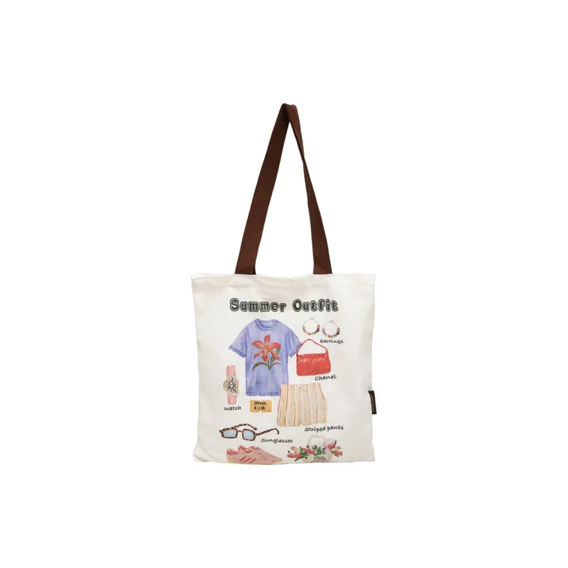 Gorora Canvas Tote Handbag, Shoulder Bag Regular Women's White-9