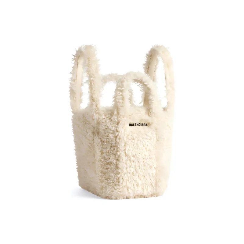 Balenciaga Everyday Rolled Faux Fur One Shoulder Handbags Extra Small Women's Light Beige-1