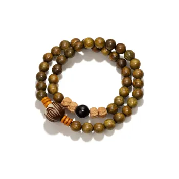 JINGCHENGGOU Green Sandalwood Bracelets Unisex