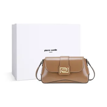 PIERRE CARDIN Fashion Versatile Shoulder Bag Crossbody Bag Cow Leather Small Size Women's Black/Brown/Ecru
