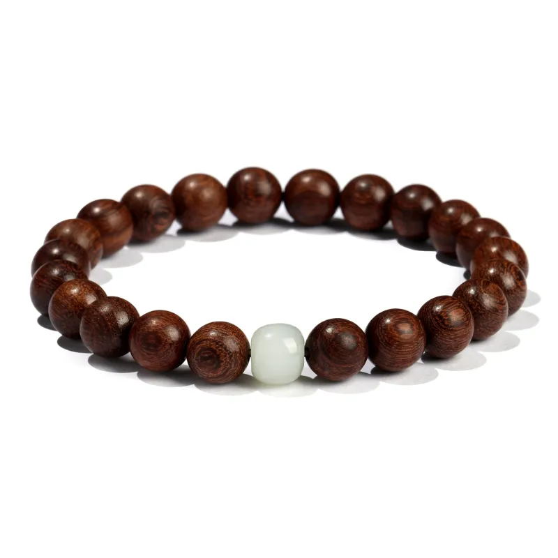 Xiang Yin Golden Sandalwood Fortune Comes Buddhist Bead Beaded Bracelet Unisex-7