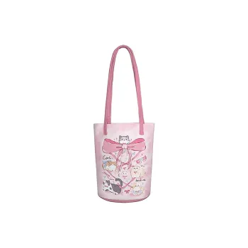 AOSONG Suede Tech Fabric Shoulder Bag Bucket Bag Women's Pink/Yellow/Blue