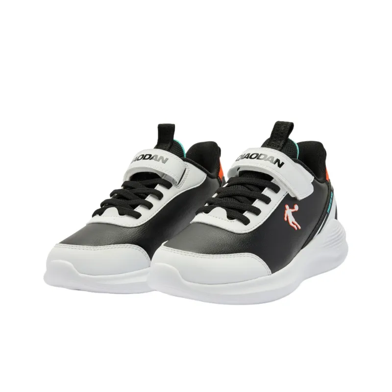 QIAODAN Anti Kick And Wear Resistant Low Top Kids' Running Shoes Black Orange Teenagers-2