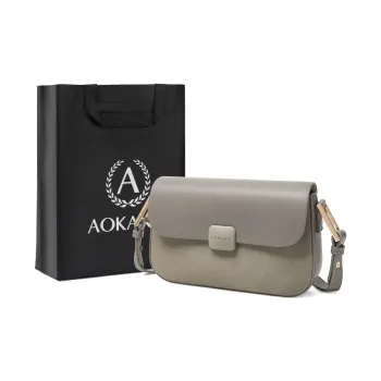 AOKANG Cow Leather Shoulder Bag, Crossbody Bag Small Size Women's Caramel Brown/Cocoa Coffee/Dusk Gray