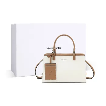 PIERRE CARDIN Split Cow Leather With Synthetic Leather One Shoulder Handbag Regular Women's Ecru/Khaki
