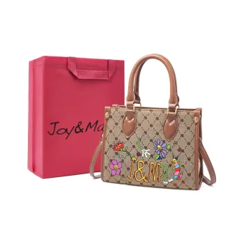 Joy&Mario Print Graffiti Trendy Fashion Mommy Bag Tote Shoulder Bag Handbag Regular Women's Sandalwood Brown/Ecru