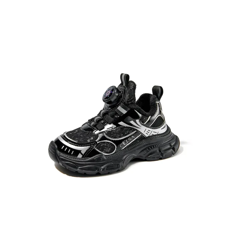 Disney Frozen Series Slip-Resistant Anti-Kick Cushioning Rebound Breathable Low-Top Kids' Running Shoes Black Kids'-1