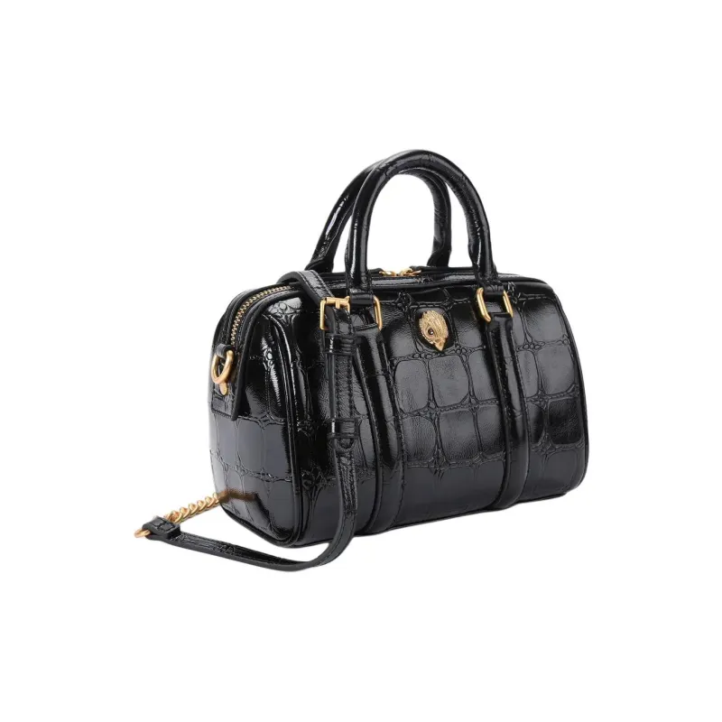 Kurt Geiger London Crocodile Embossed Leather Shoulder Bag Crossbody Bag Handbag Small Size Women's Black-1