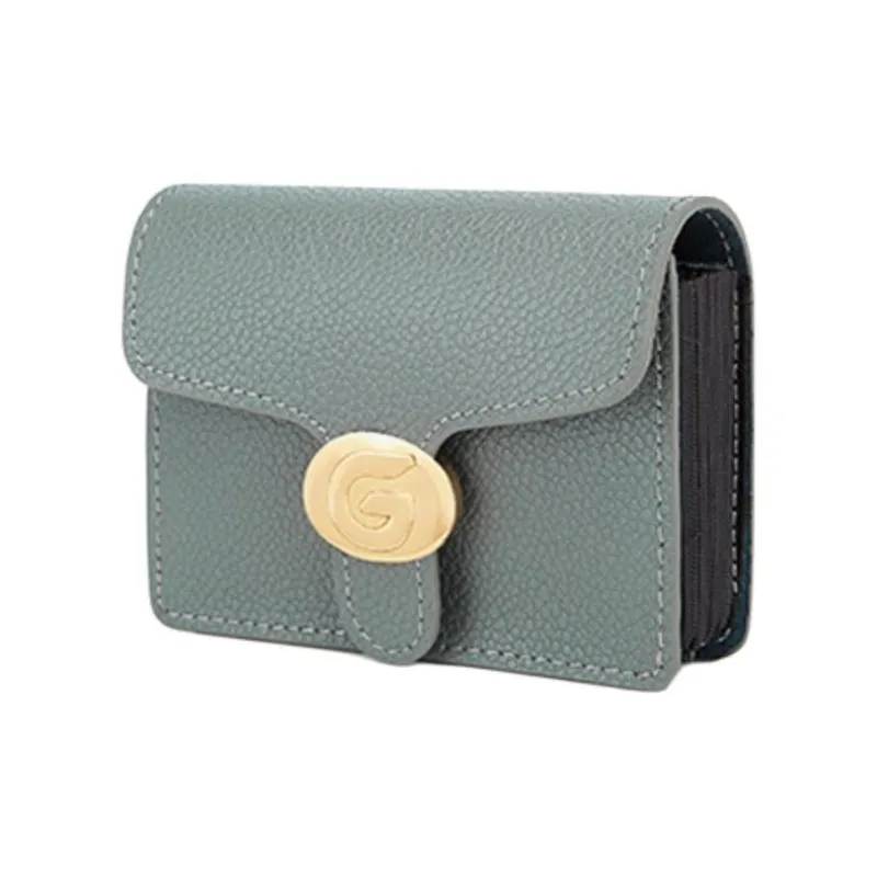 GELANNI Cow Leather Coin Purses Card Holders Regular Unisex Black/Apricot/White/Brown/Gray/Dark Brown/Dark Gray-7