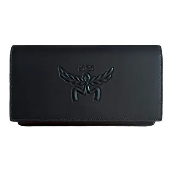 MCM Cow Leather Small Square Bag Clutch Large Size Unisex Black