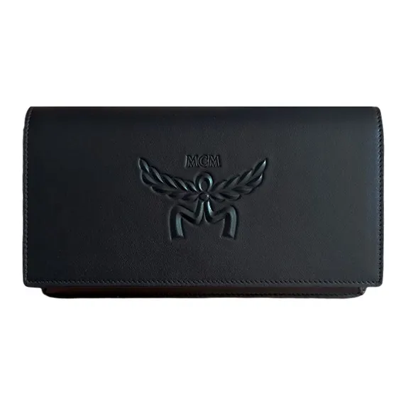 MCM Cow Leather Small Square Bag Clutch Large Size Unisex Black-0
