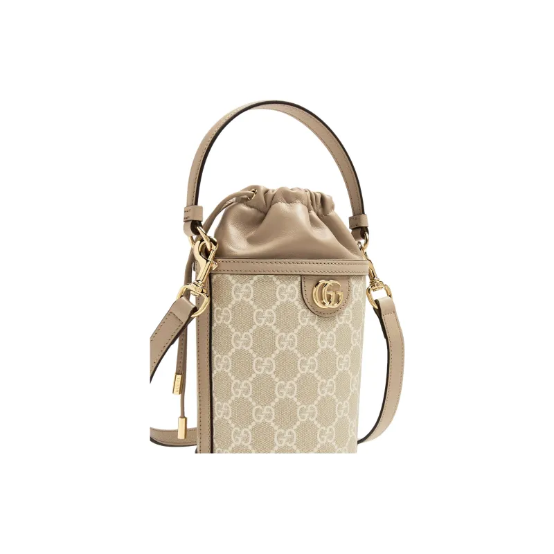 GUCCI Ophidia Canvas With Leather Bucket Bag, Shoulder Bag, Crossbody Bag, Handbag Mini Women's Beige & White-2
