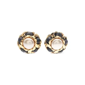 CHANEL 1970s Pearl embellished Clip on Earrings