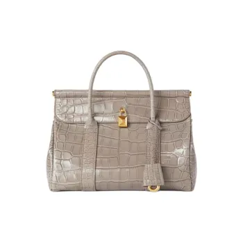 Loro Piana Small Crocodile Leather Handbag Women's Water Channel Gray