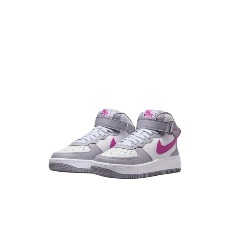 Nike Air Force 1 Anti-Slip Wear-Resistant High-Top Kids Lifestyle Shoes Concrete Gray White Hot Fuchsia Kids'-2