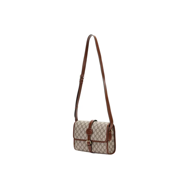 GUCCI Canvas With Leather Messenger Bag Shoulder Bag Crossbody Bag Regular Men's Brown-1