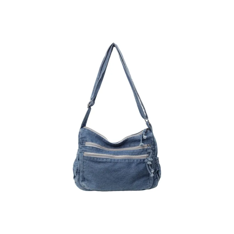 Yalu Denim Shoulder Bag Regular Women's Black/Light Blue/Dark Blue-6