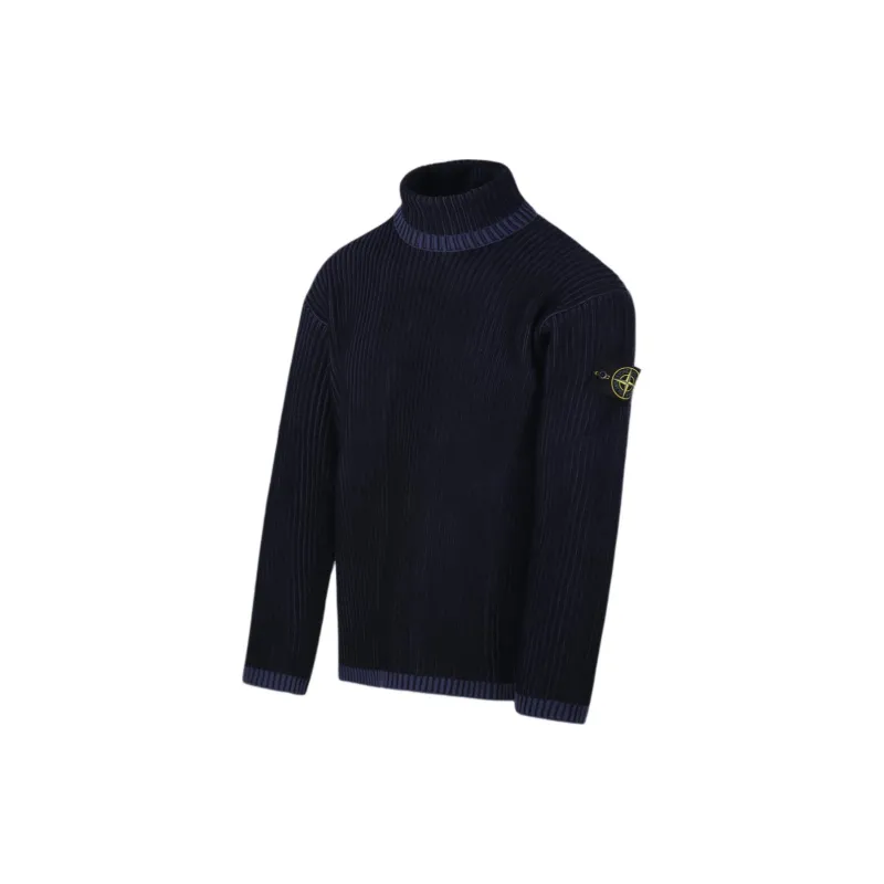 STONE ISLAND Logo Patch Roll Neck Ribbed Jumper-2