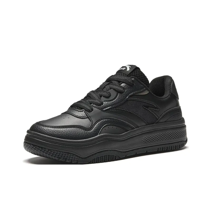 Anta Street Naughty Anti Slip Wear Resistant Breathable Height Increasing Low Top Skateboard Shoes Men's Basic Black-1