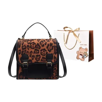ERANGBEAR PU Portable One Shoulder Backpack Women's Black/Brown
