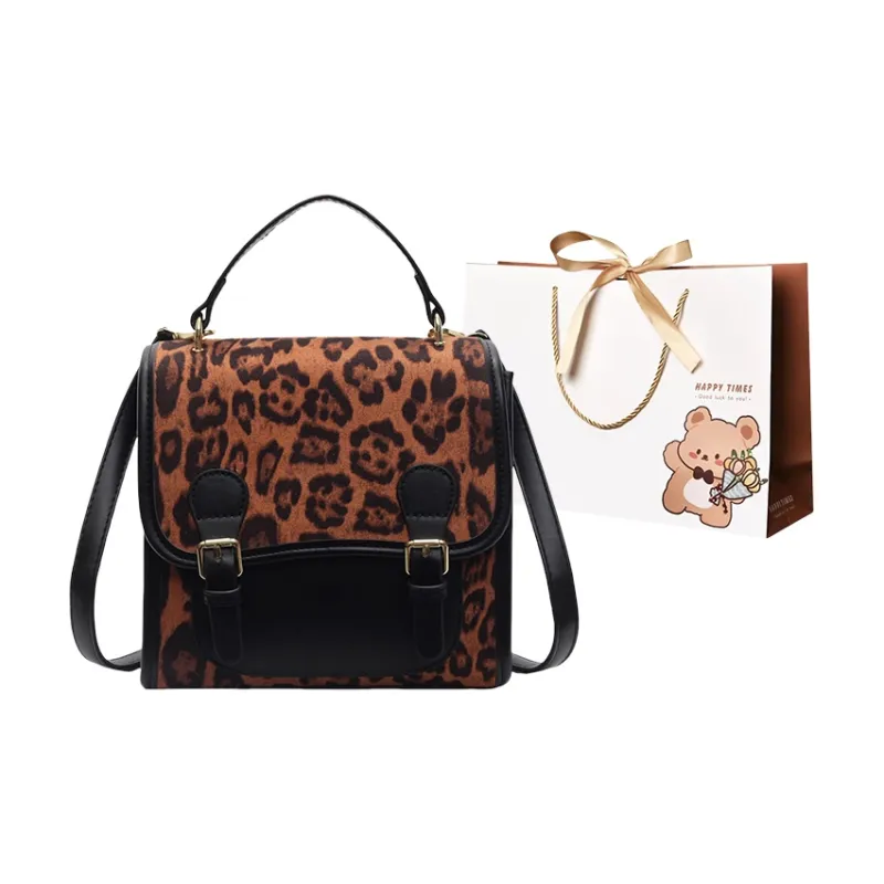ERANGBEAR PU Portable One Shoulder Backpack Women's Black/Brown-0