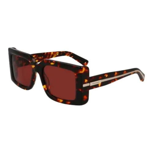 FERRAGAMO Acetate Rectangular Sunglasses Women's Dark Tortoiseshell