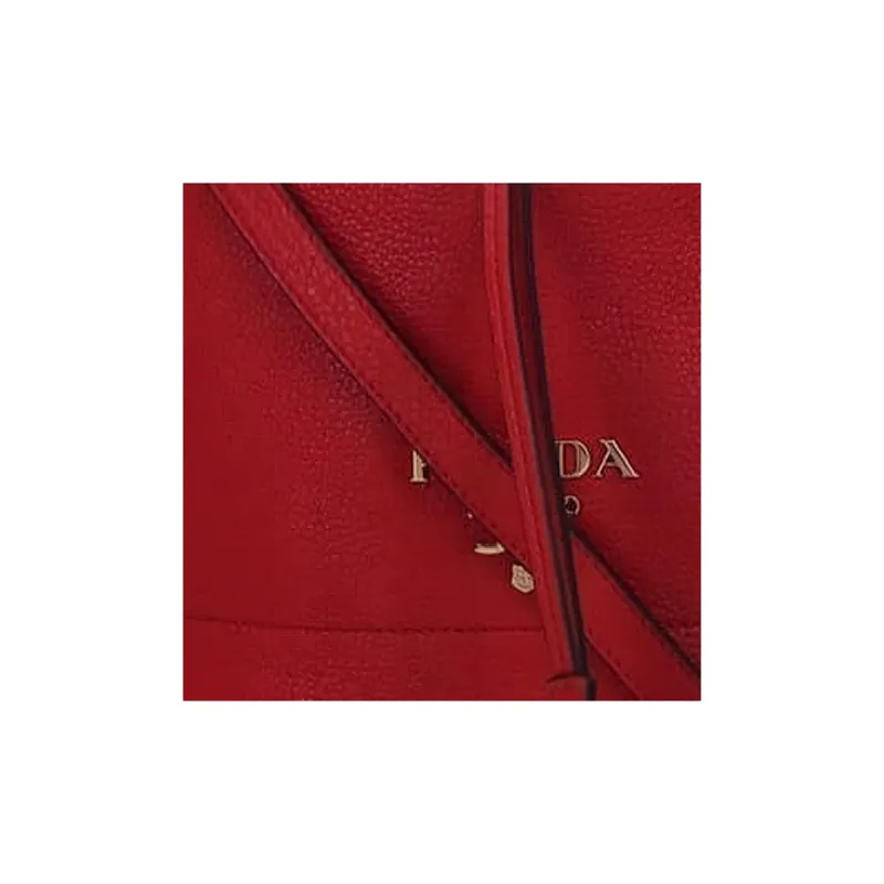 PRADA Leather Bucket Bag Crossbody Bag Regular Unisex Red-2