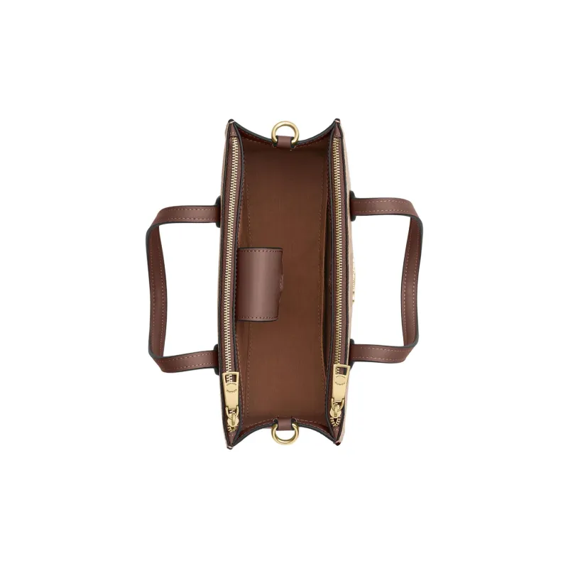 COACH Coated Canvas Shoulder Bag, Crossbody Bag, Handbag Small Size Women's Tan & Brown-2