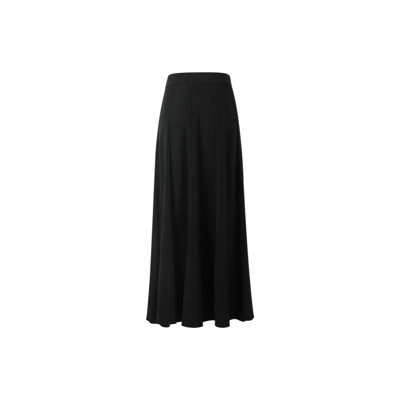 3COLOUR Casual Long Skirt Women's Classic Black-1
