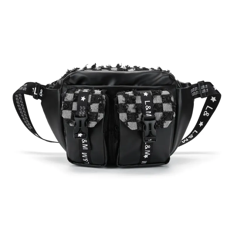 L&M Polyester Sling Bag Regular Unisex Black/Blue-1