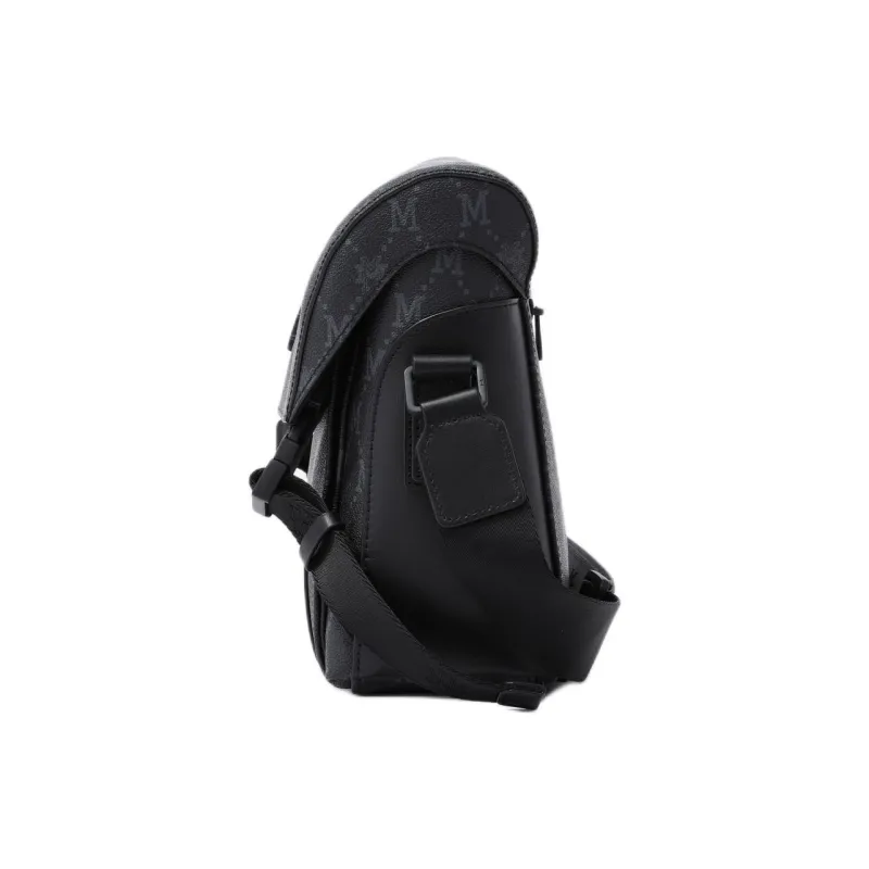 FION Mountain And Sea Journey Series Artificial Leather Crossbody Bag Men's Classic Black-4