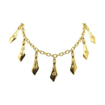 CHANEL 1970-1980 Plated Cc Tie Charm Costume Necklace