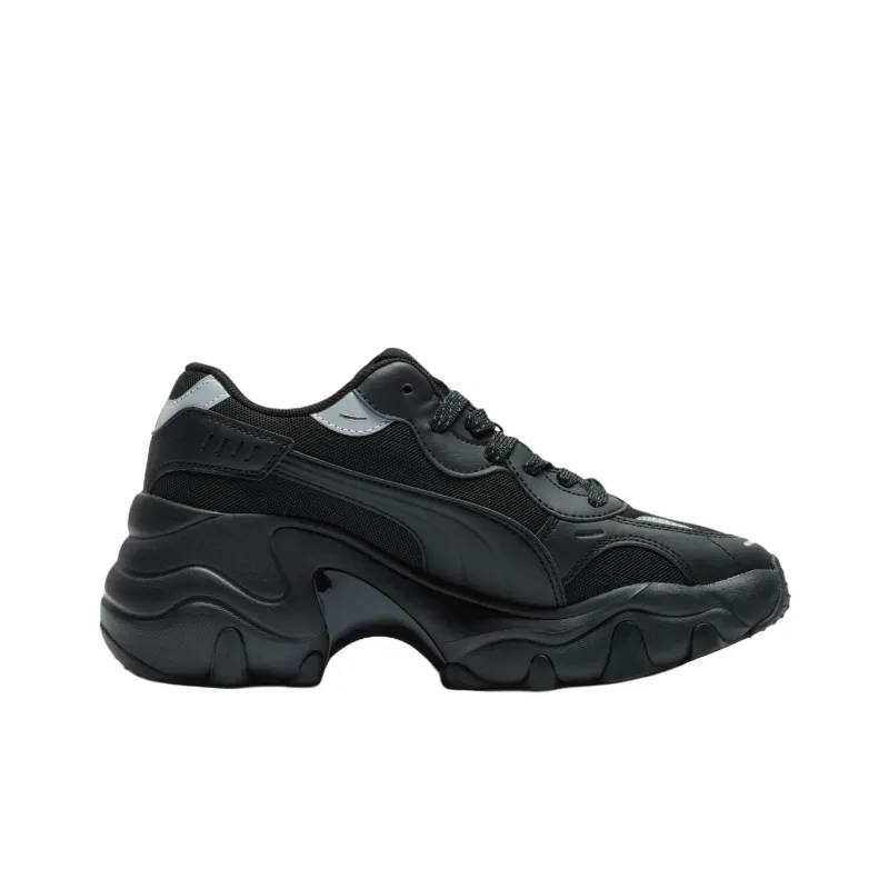 PUMA Pulsar Wedge Mesh V2 Anti Slip Wear Resistant Low Top Chunky Sneakers Women's Black-1