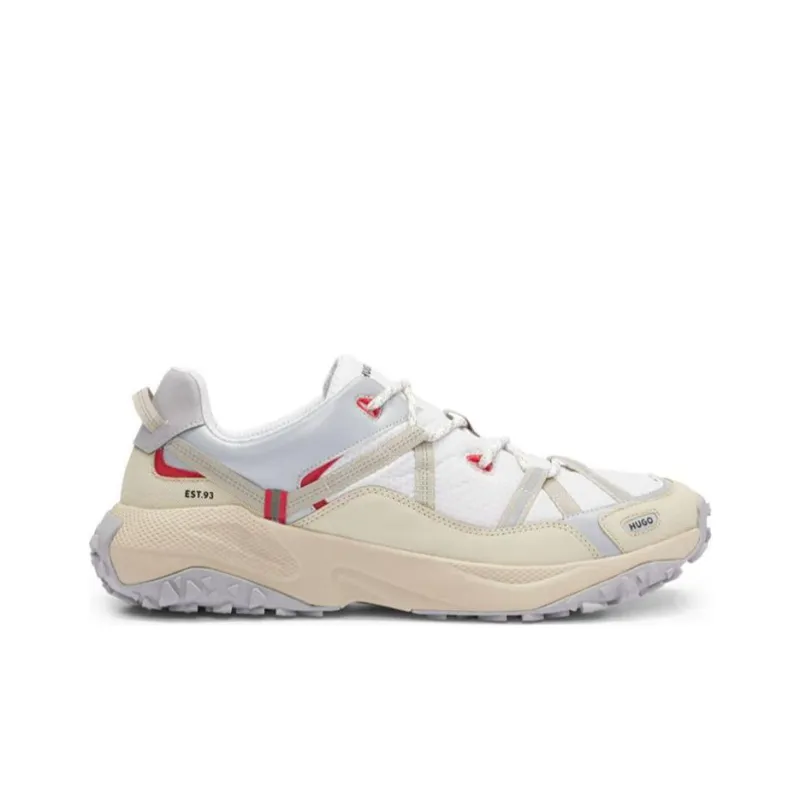 HUGO BOSS Cushioning Anti Slip And Wear Resistant Low Top Casual Shoes Men's Ecru Red-4