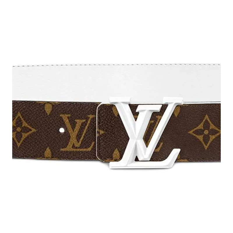 LOUIS VUITTON Leather Leather Belts Men's White Width: 4CM-2