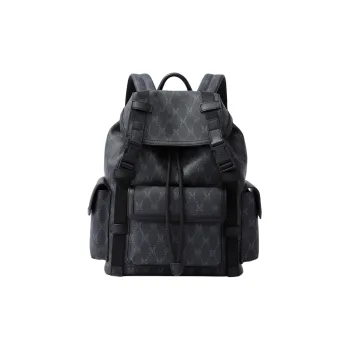 FION Mountain And Sea Journey Series Artificial Leather Backpack Regular Men's Classic Black
