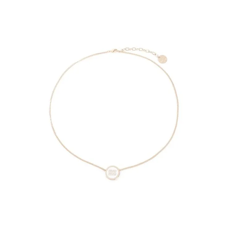 MIU MIU Logo-Detailed Round Necklace-0