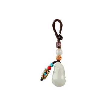 AQI Keychains Pale Greenish White Jade Unisex