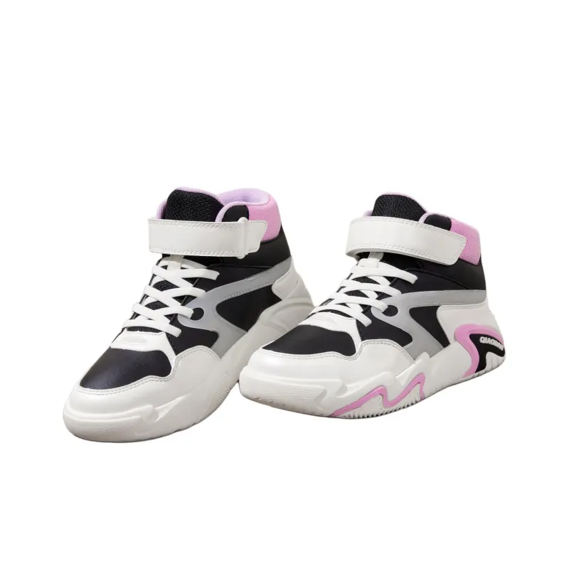 QIAODAN Anti Slip Wear Resistant High Top Kids' Skateboarding Shoes Ivory Black Teenagers-2