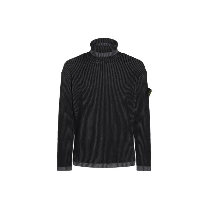 STONE ISLAND Logo Patch Roll Neck Ribbed Jumper-1