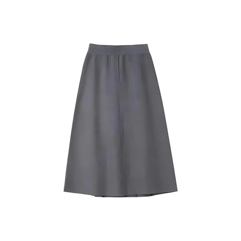 3COLOUR Casual Long Skirt Women's Deep Gray-1
