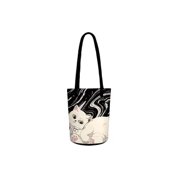 AOSONG Suede Tech Fabric Bucket Bags Shoulder Bags Women's Pull String Cat