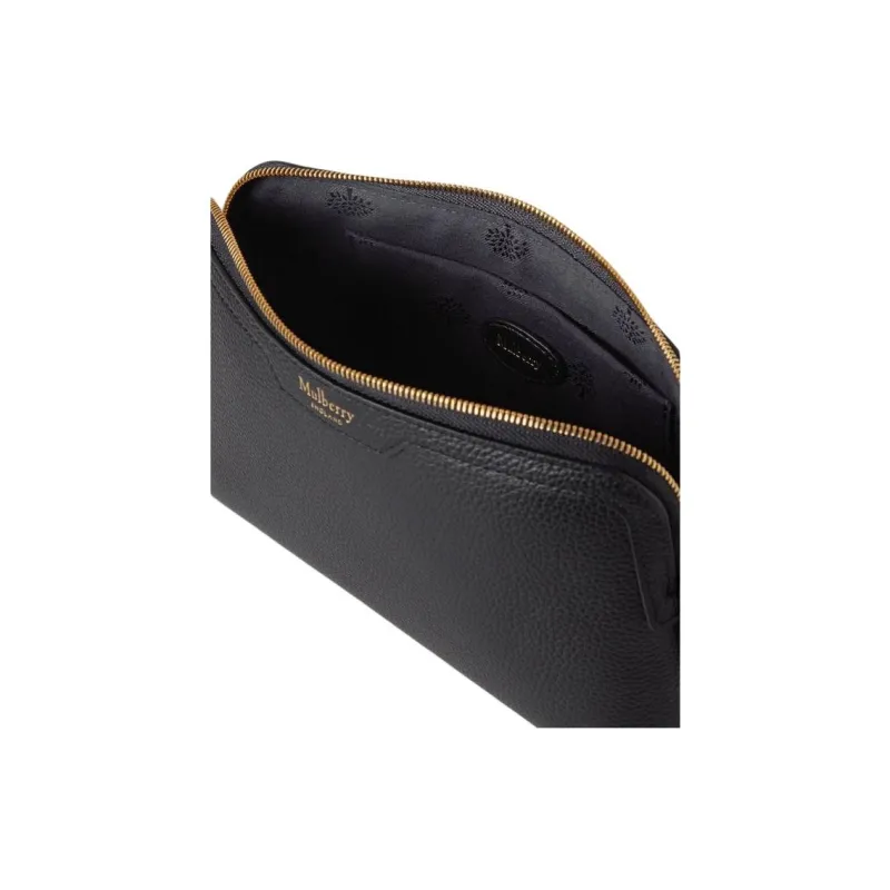 Mulberry Classic Small Grain Leather Makeup Bag Small Size Women's Black-3