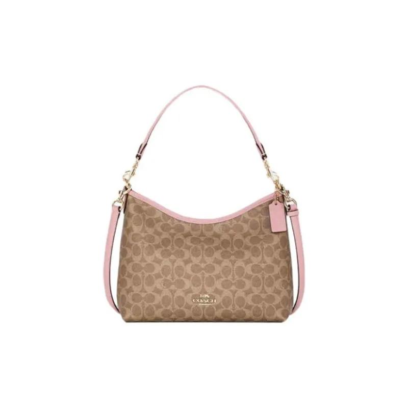 COACH PVC Shoulder Bag, Crossbody Bag, Handbag Large Size Women's Tan & Pink-0