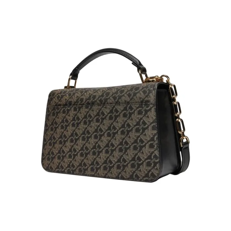 MICHAEL KORS Artificial Leather Shoulder Bag, Crossbody Bag, Handbag Women's Black & Gold-1