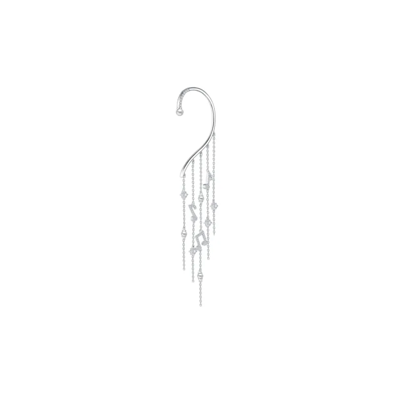 BABYBEI 925 Sterling Silver Pearl No Hole Fairy Advanced Flowing Tassel Long Earrings Hoop Earrings Women's-1
