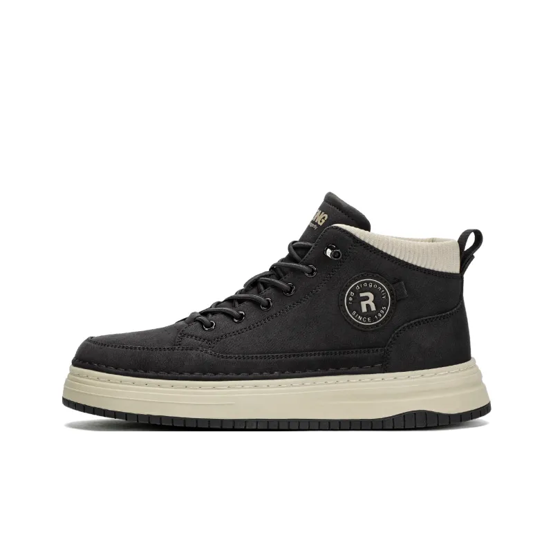 RED DRAGONFLY High Top Shoes Warm And Lightweight High Top Casual Shoes Men's Black/Khaki-1