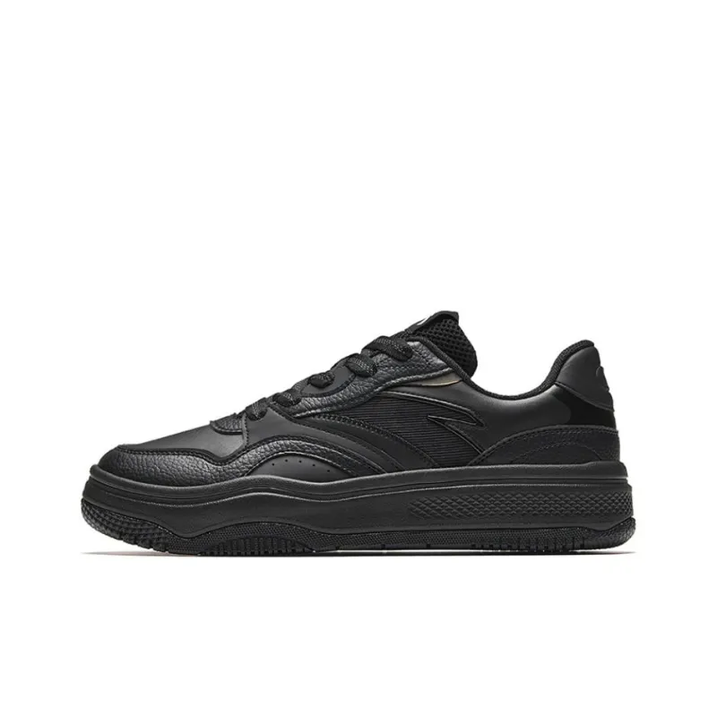 Anta Street Naughty Anti Slip Wear Resistant Breathable Height Increasing Low Top Skateboard Shoes Men's Basic Black-0